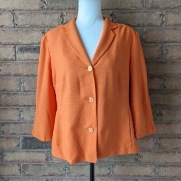 Vintage linen Holt Renfrew orange blazer jacket - Picture 1 of 5